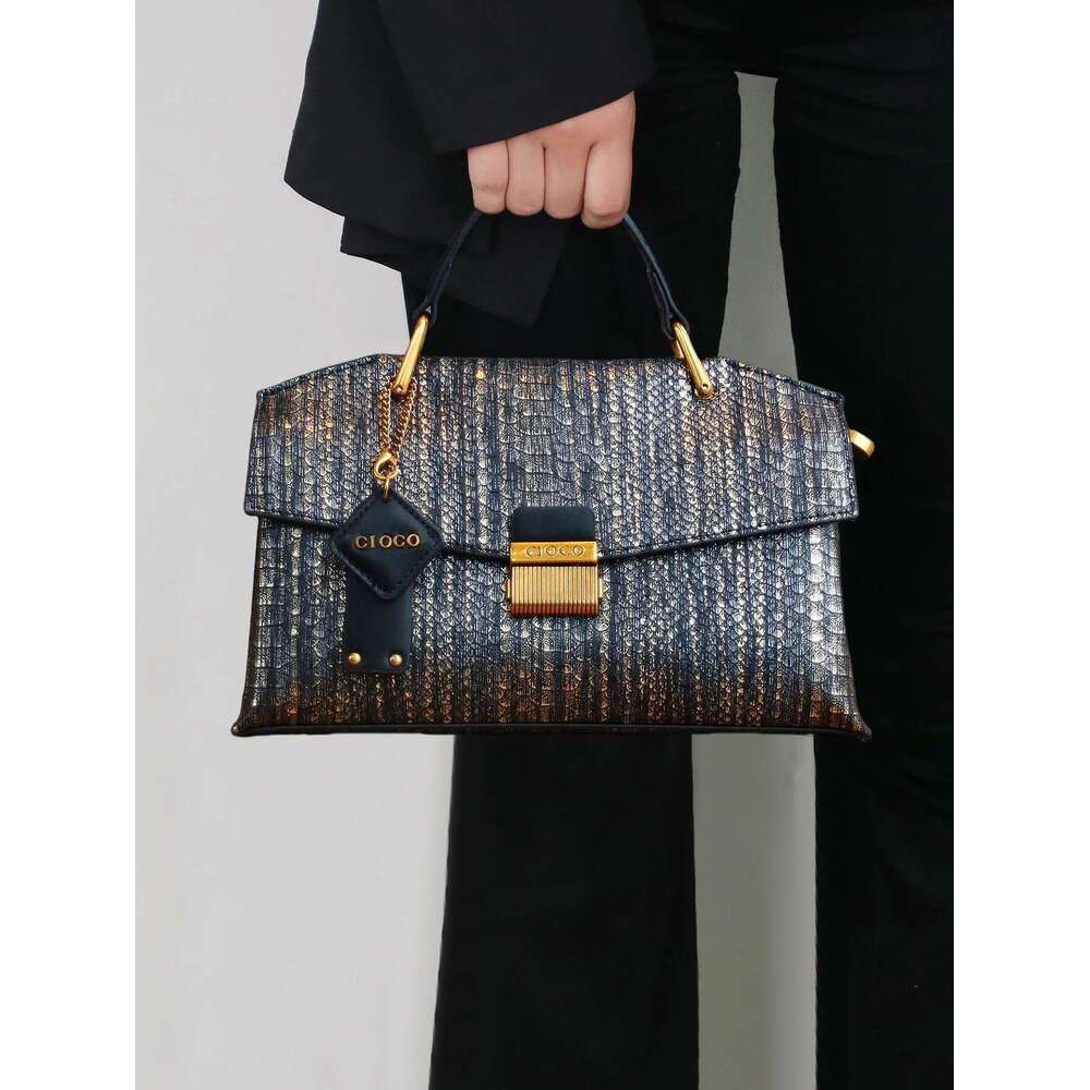 2025 new retro blue snake-shaped high-grade fashion handbag lightweight large-capacity one-shoulder messen