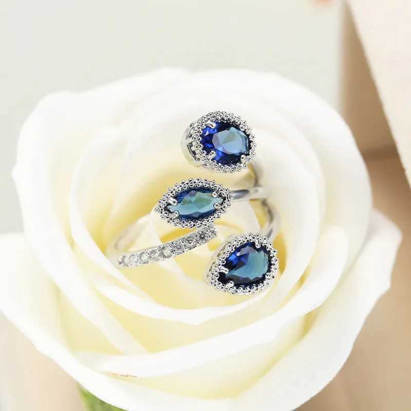Fashion 925 Sterling Silver Multi-Layer Clear Black CZ Zircon Rings for Women Anillos Geometric Stackable Resizable Rings BagueXJ250514
