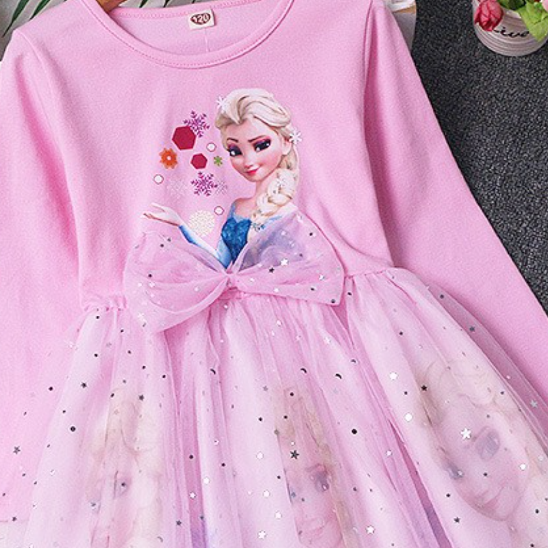 DISNEY Frozen Elsa princess kids designer clothes baby girl designer clothes girl Spring and Autumn Children's Autumn Puff Dress.