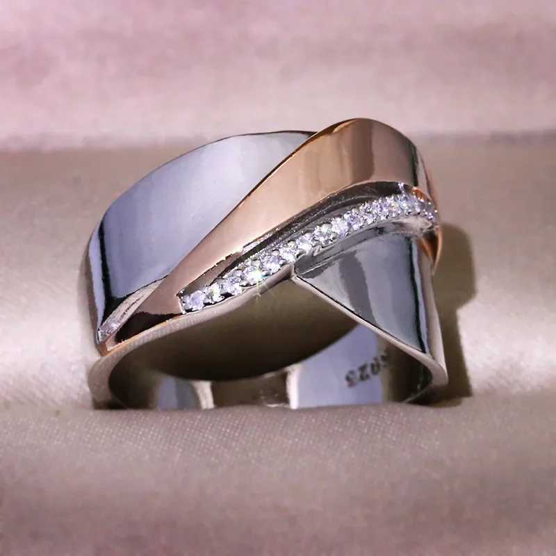 Exaggerated Personality 925 Sterling Silver Retro Large Rings for Women Punk Style Stamp Luxury Crisscross Statement Silver RingXJ250514