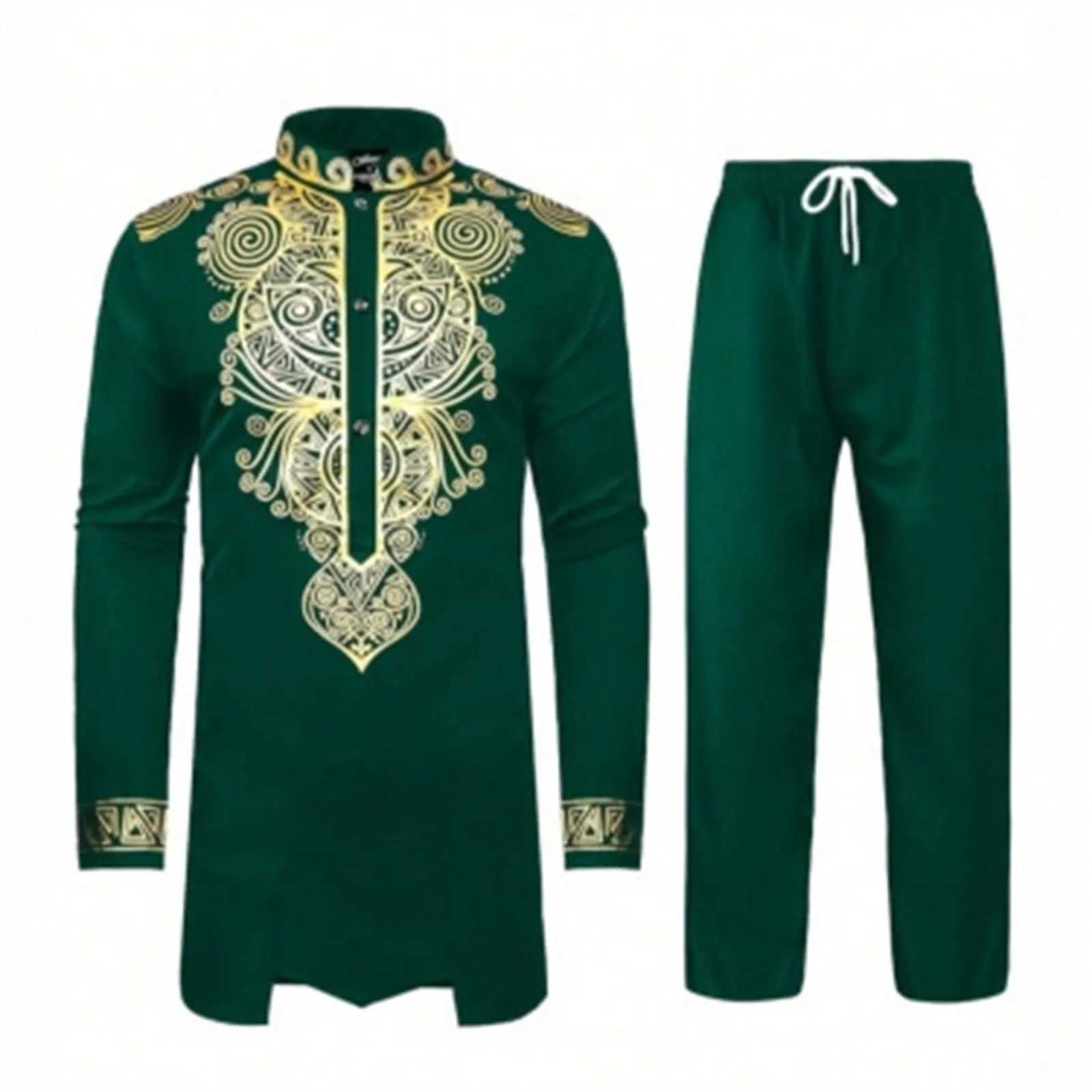 Middle East Traditional Culture Muslim Robe Arab Mens Traditional Clothing 3d Technology Printed Pattern Two Piece Set Clothing X250514