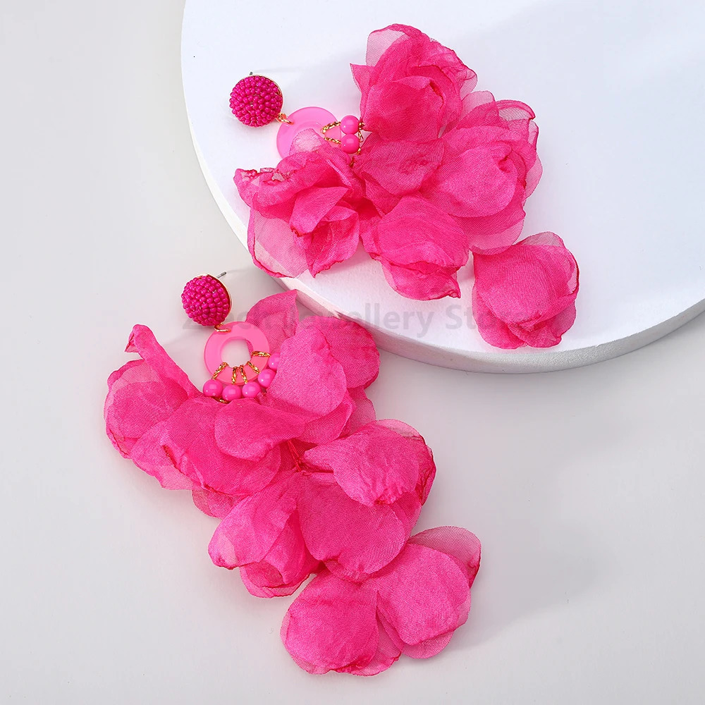 Multicolor Handmade Flower Decor Fashion Bride Wedding Party Jewelry Trend Glamorous Dangle Drop Earrings For Women 250514
