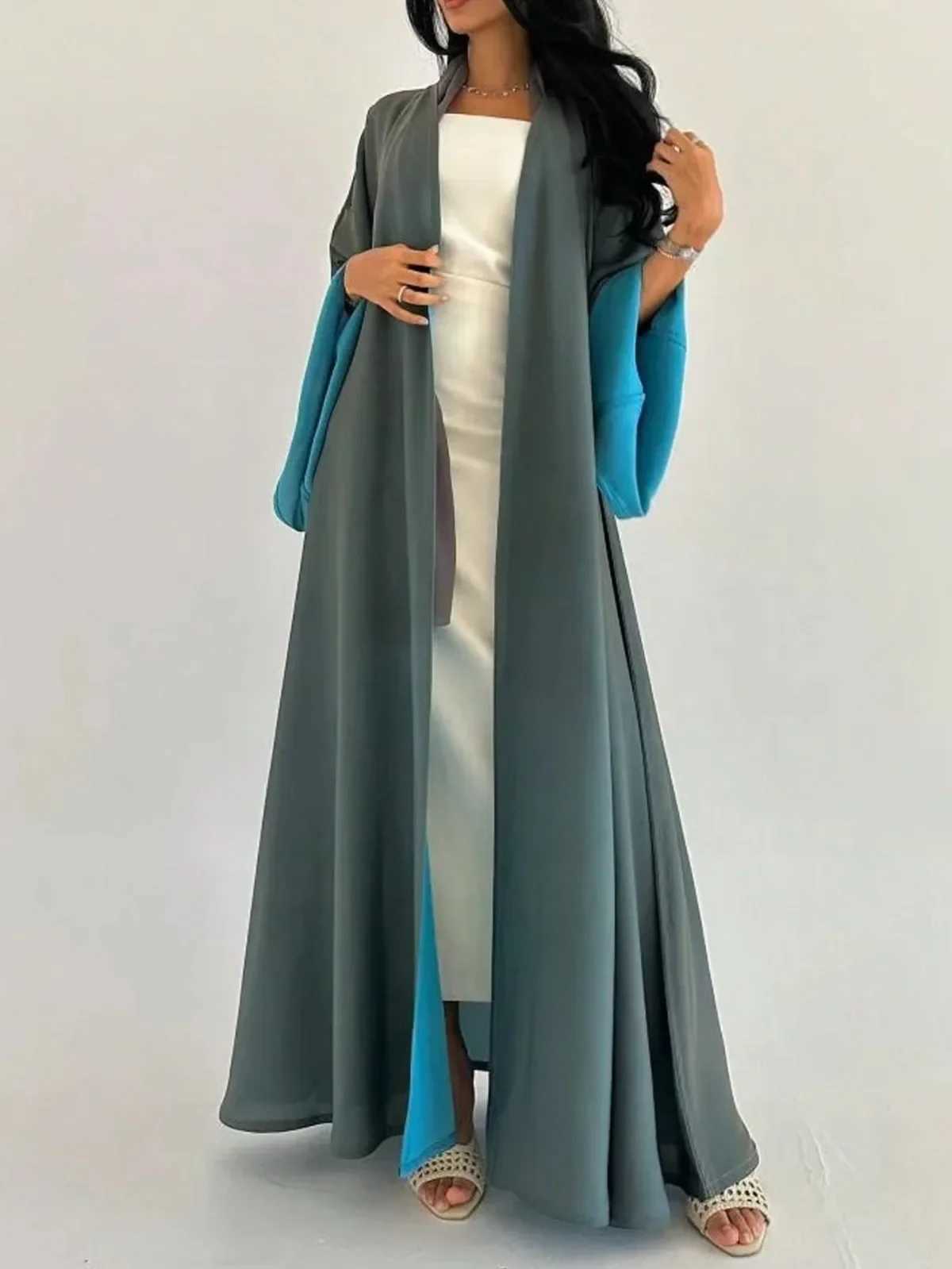 Middle-East Loose Abaya Muslim Women Full Slve Islamic Abayas Turkey Kaftans Jilbabs Islamic Maxi Dresses Worn on Both Sides X250514