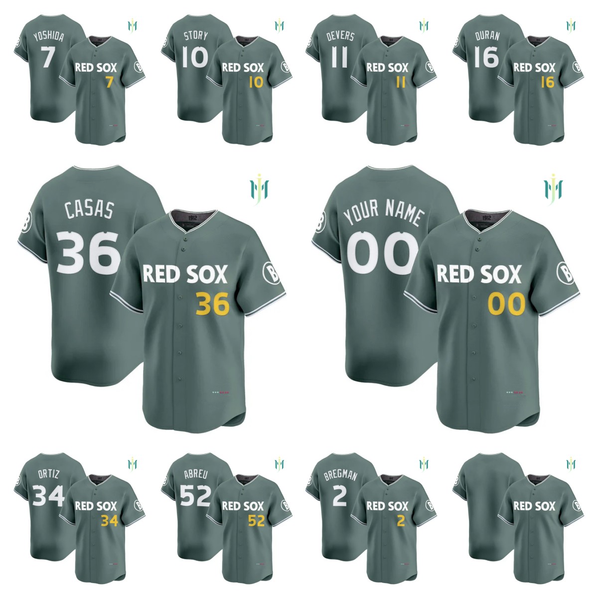 2025 City Connect MENS custom BASEBALL JERSEY 52 ABREU 2 BREGMAN 11 DEVERS 36 CASAS 16 DURAN 10 STORY 7 YOSHIDA 34 ORTIZ HIGH QUALITY ALL STITCHED WOMEN YOUTH