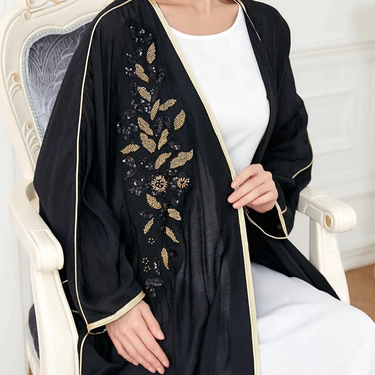 Muslim Abaya Dresses Dubai Black Cardigan on The Outside Robes Casual Loose Abayas for Women Moroccan Caftan Dresses for Women X250514