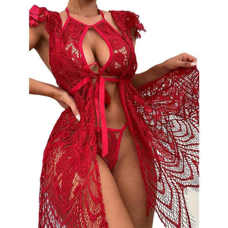 Sexy Lace Lingerie Feminine Lace Three Point Erotic Lingerie Perspective Seductive Set KQ