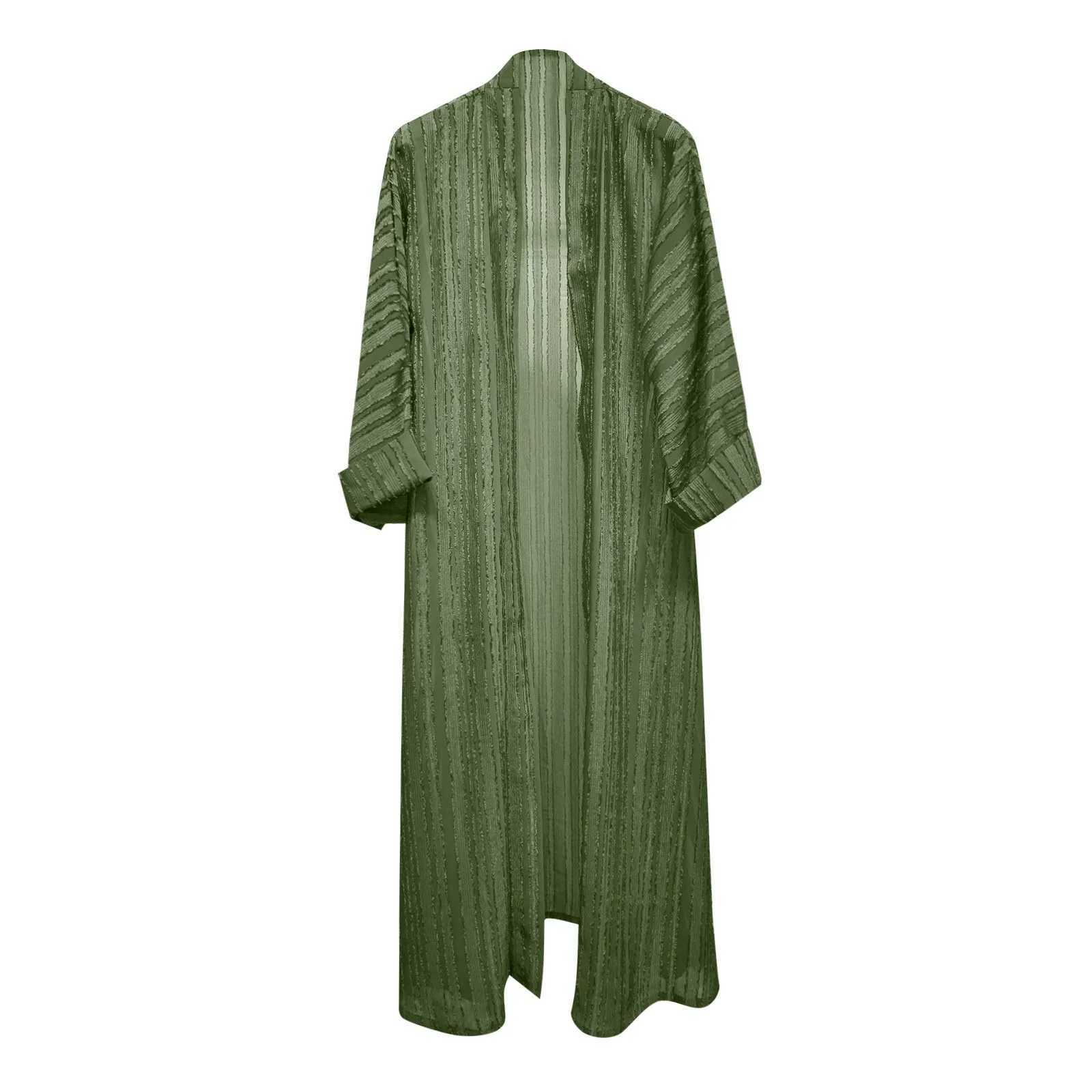 2025 New Fashion Muslim Kimono Abaya Solid Striped Retro Ethnic Cardigan Robe Dubai Middle Eastern Saudi Arabia Eid Clothes X250514