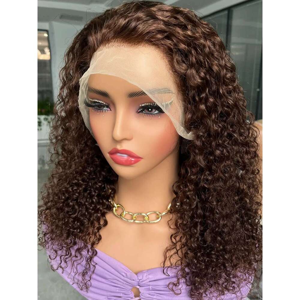 Brown Human Hair Wigs Front Jerry Curly 4X4 Transparent Wig For Women 13X4 Lace Frontal Wigbobbi