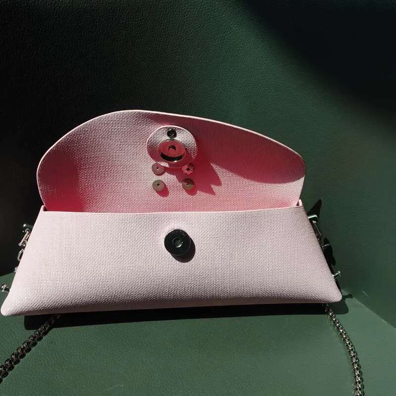 2024 Pink Wedding Bridal Purse Handbag With Rhinestone Circle