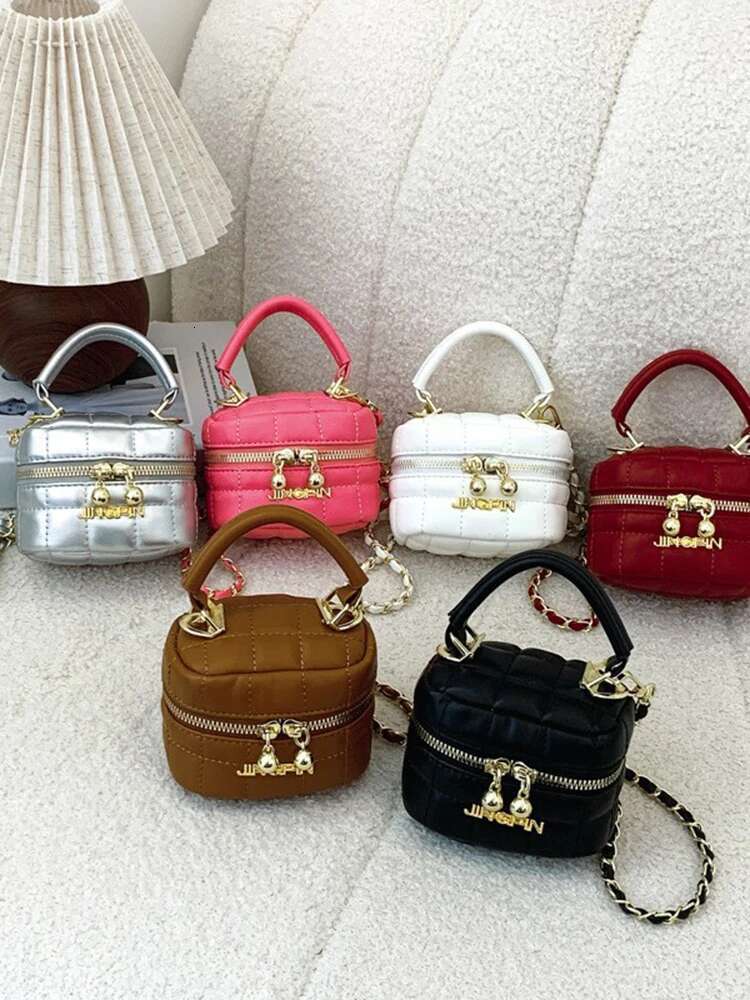 2025 New Bag Mini Chain Box Spring New Checkered Designer Embroidered Shoulder Bag Korean Edition Fashion Double Zipper Handbag Crossbody Bag Ling Gri