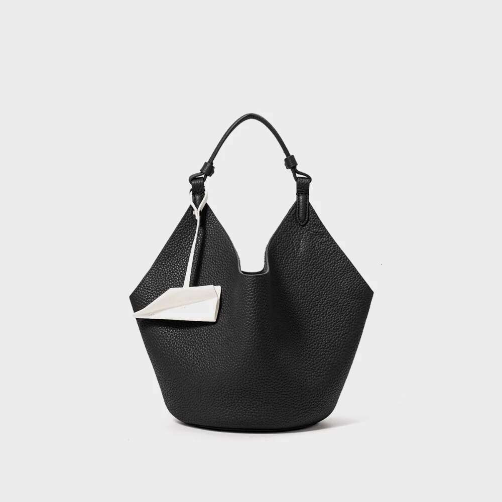 VOAETEC Leather Bucket Niche Design Large Capacity High-End Feeling First Layer Cowhide Handbag Vegetable Basket Bag