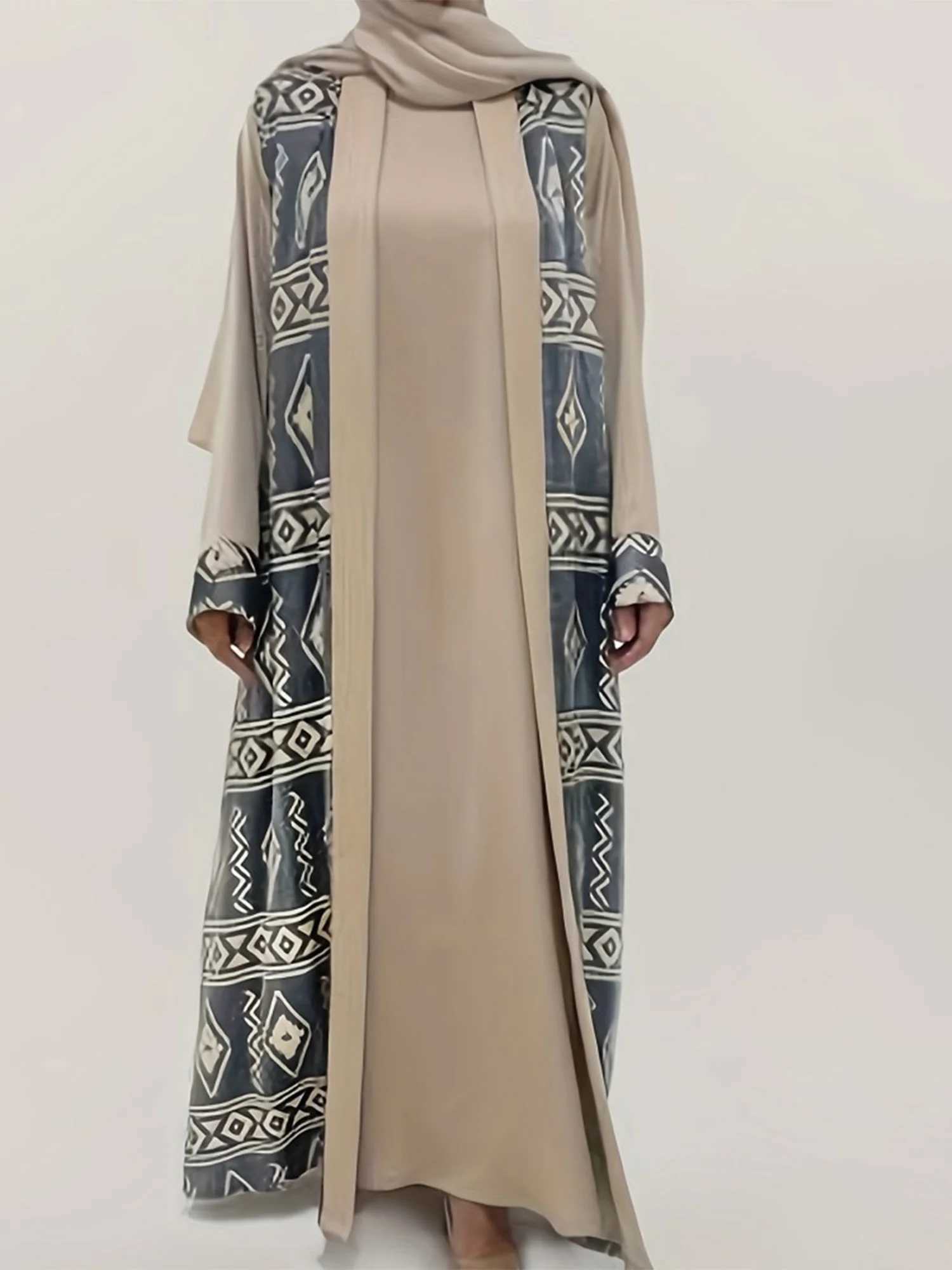 Elegant Floral Embroidered Abaya Maxi Dress with Belt and Flared Sleeves for Women - Stylish Middle Eastern Ramadan Outfit X250514
