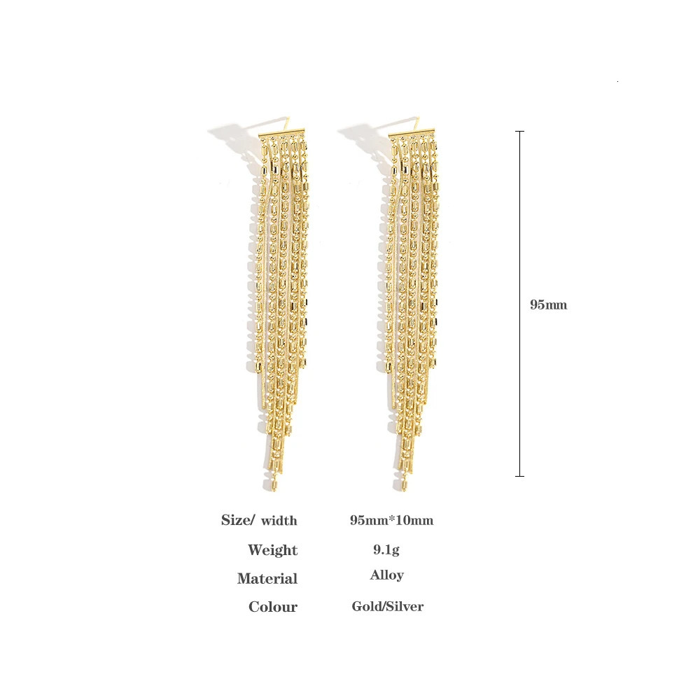 Greatera Trendy Gold Plated Copper Alloy Beads Chain Tassel Drop Earrings for Women Long Hanging Earrings Party Jewelry 250513
