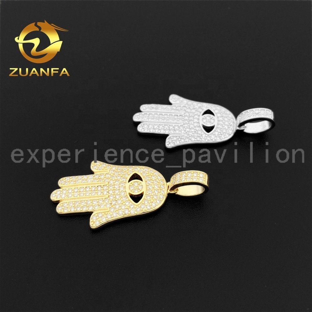 Wholesale Price RTS Silver Pendants Custom Hip Hop Iced Out Lab Diamond Vvs Moissanite Fine Jewelry Hand Pendant