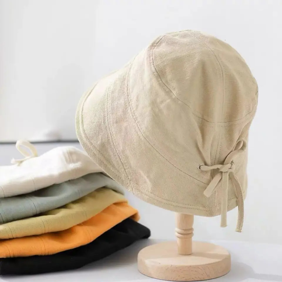 Foldable Bucket Hats for Women Summer Beach Sun Hats Outdoor Panama Fisherman Cap Female Wide Brim Sunscreen Caps 250514
