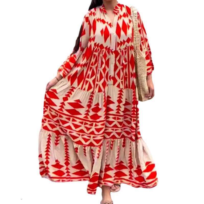 Women Clothes Dress Oversized Women S Autumn New Pullover Print Bohemian Dress For Women KQ