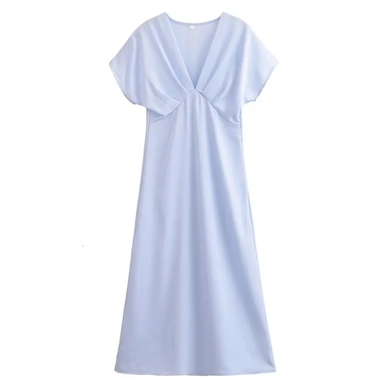 Womens Dresses Summer Elegant Fashion Slim Vneck Street Holiday Long Dress Young Women Chic Comfortable 250514