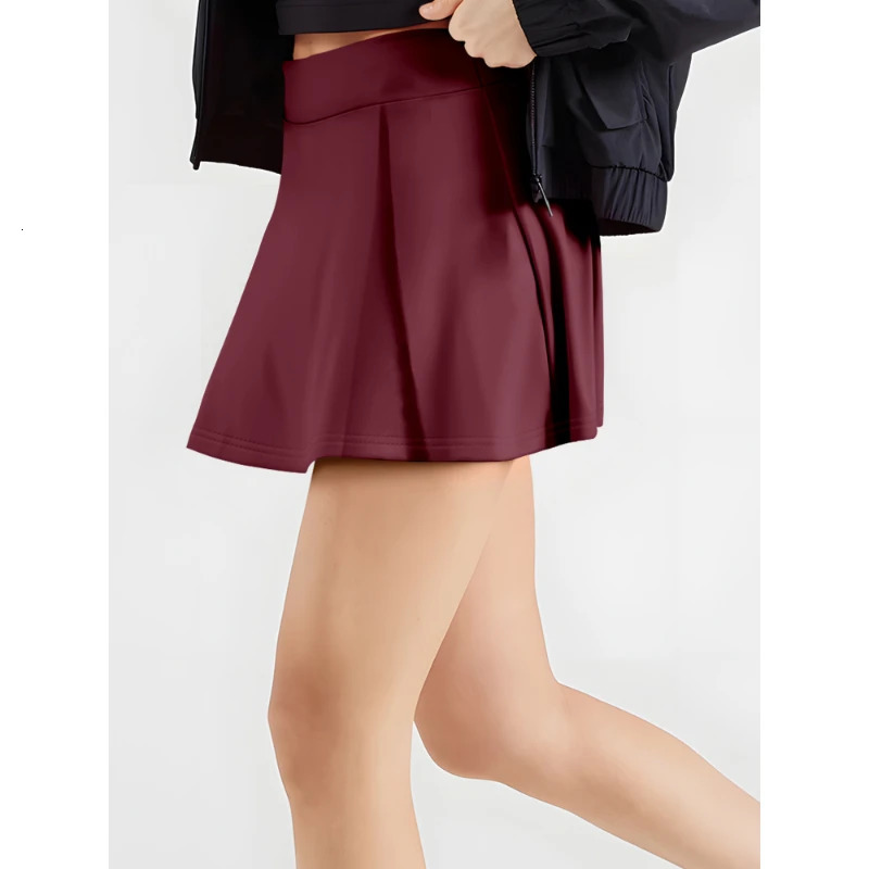 Womens Halfbody Skirt Summer Sports Minimalist Style Pure Colour Fashion Casual Irregular Hem Double Layer n 250514