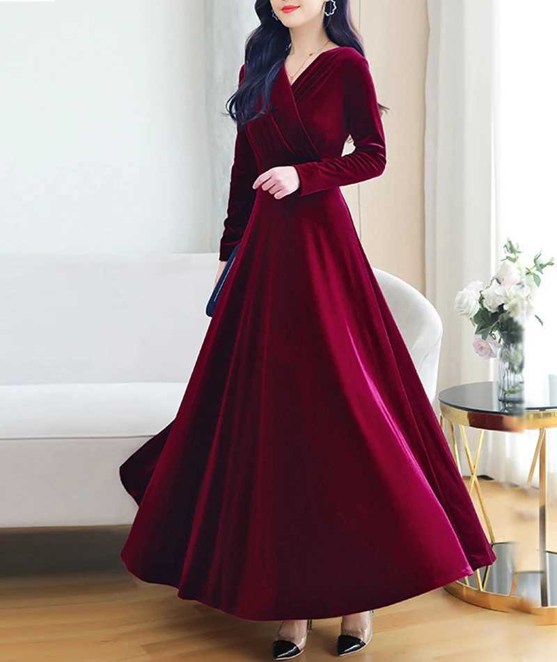 Christmas Wedding Bridesmaid Party Long Dress Evening Elegant Velvet Formal Muslim Abaya Robe Gown Maxi Dress For Women Clothin X250514