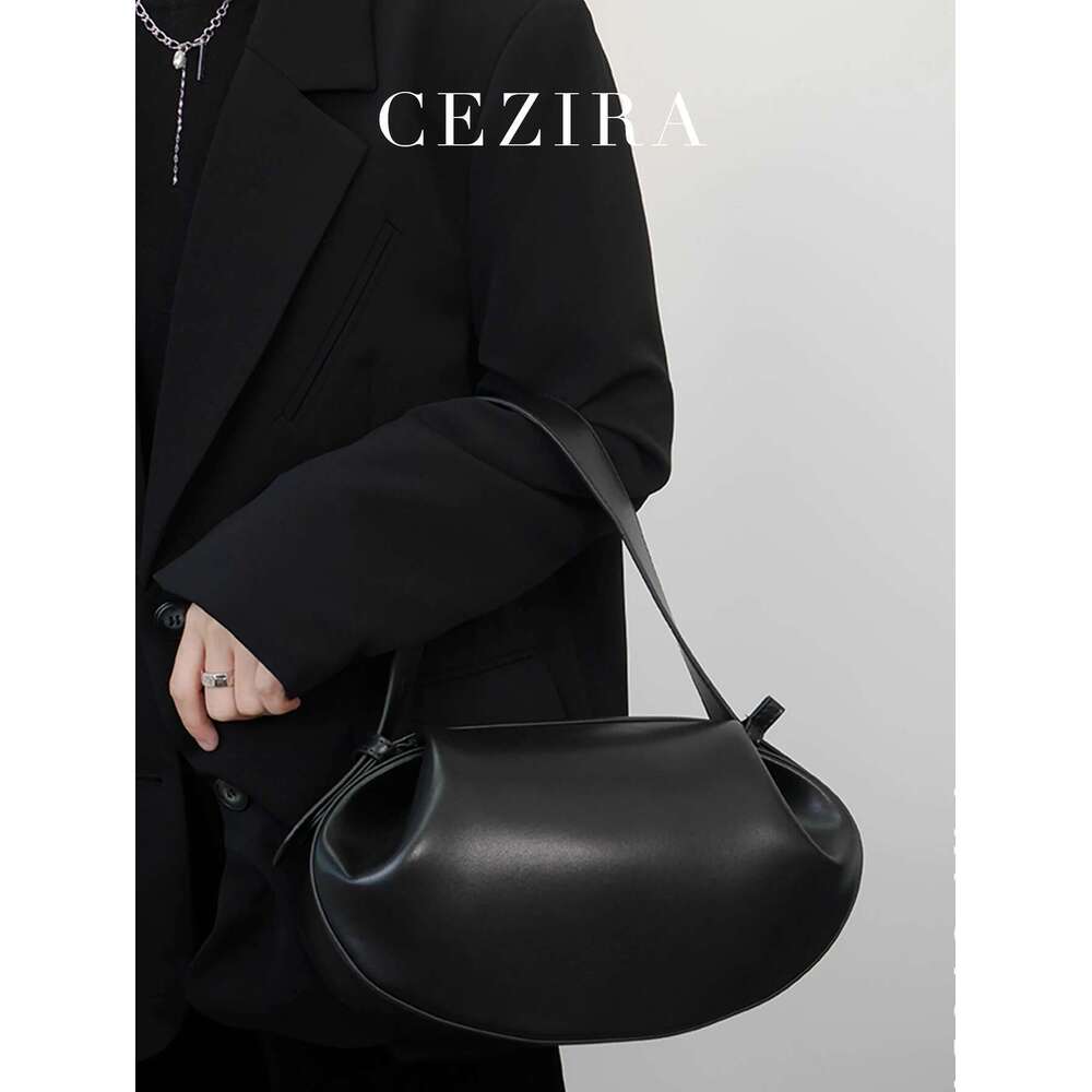 CEZIRA Women Fashion Designer PU Vegan Leather Handbags Niche Brand Rugby Shape Top-Handle Bags Crossbody Shoulder Purses Daily