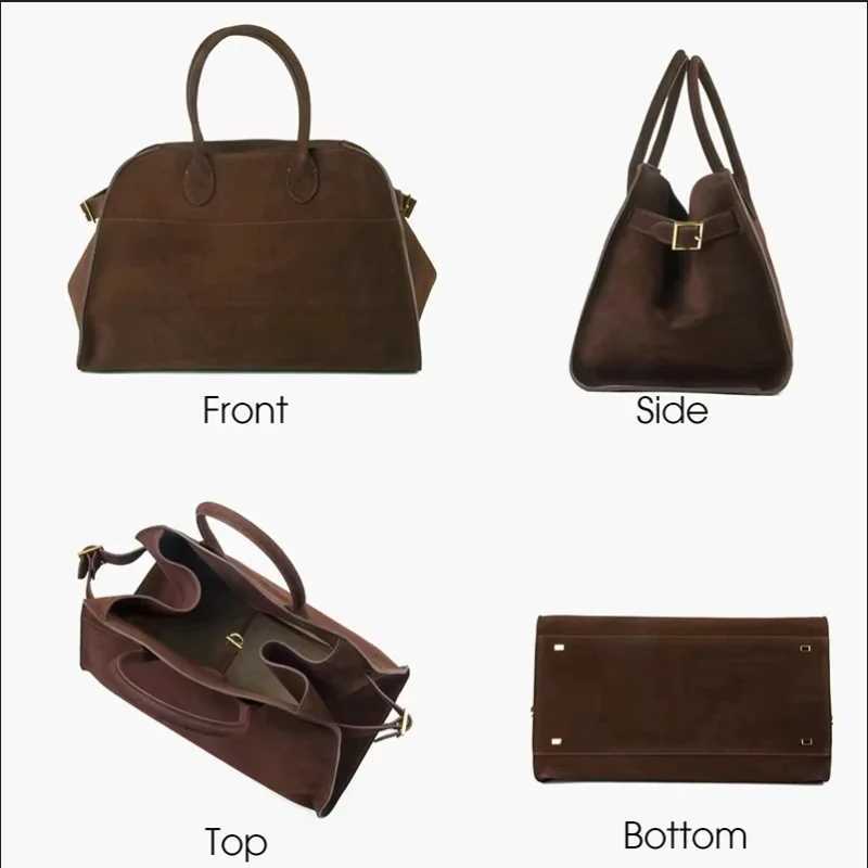 Natural Suede Tote Handbag For Wen Nubuck Leather Large Capacity Casual Tote Bag Roy Solid Cmute Bag Portable Handle Bag Z250514