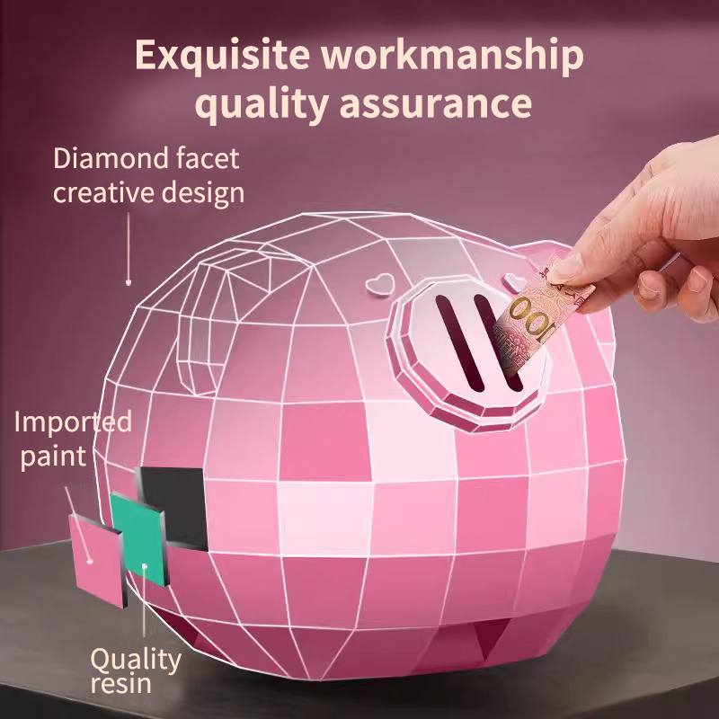 Green geometric pig decoration piggy bank