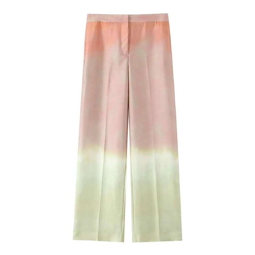 Pb&Za Summer New Women's Tie Dye Printed V-Neck Sleeveless Temperament Top High Waisted Loose Pants Set