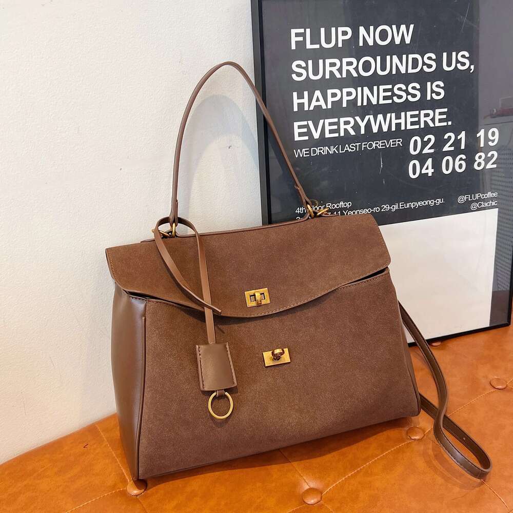 Women's Commuting Handbag - Matte Leather Tote Bag, Unisex Style, Large Handbag, Single Shoulder Bag