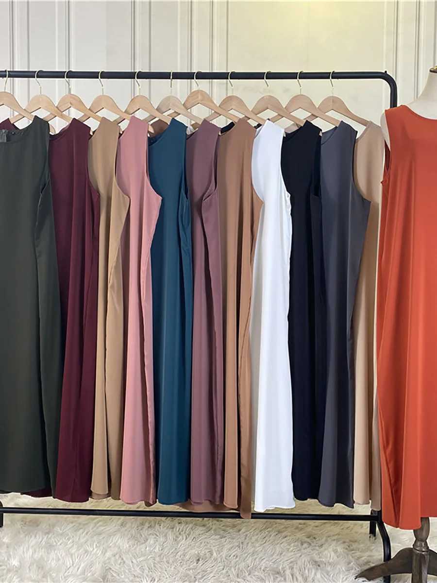 Modest Abaya Femme Casual Vestido All-Match Slveless Inner Dress Muslim For Women Maxi Robe Caftan Moroccan Islamic Clothing X250514