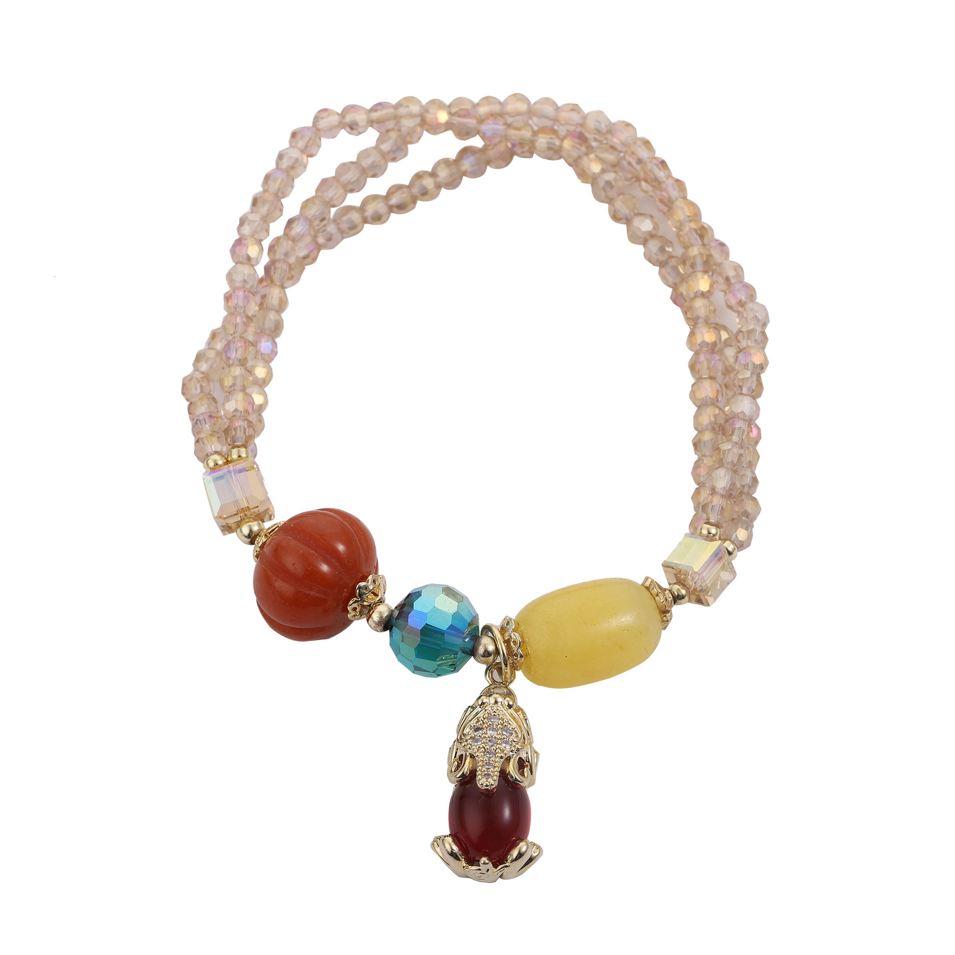 Direct creative combination women's three-layer tourmaline crystal bracelet, fashionable ethnic style and temperament bracelet
