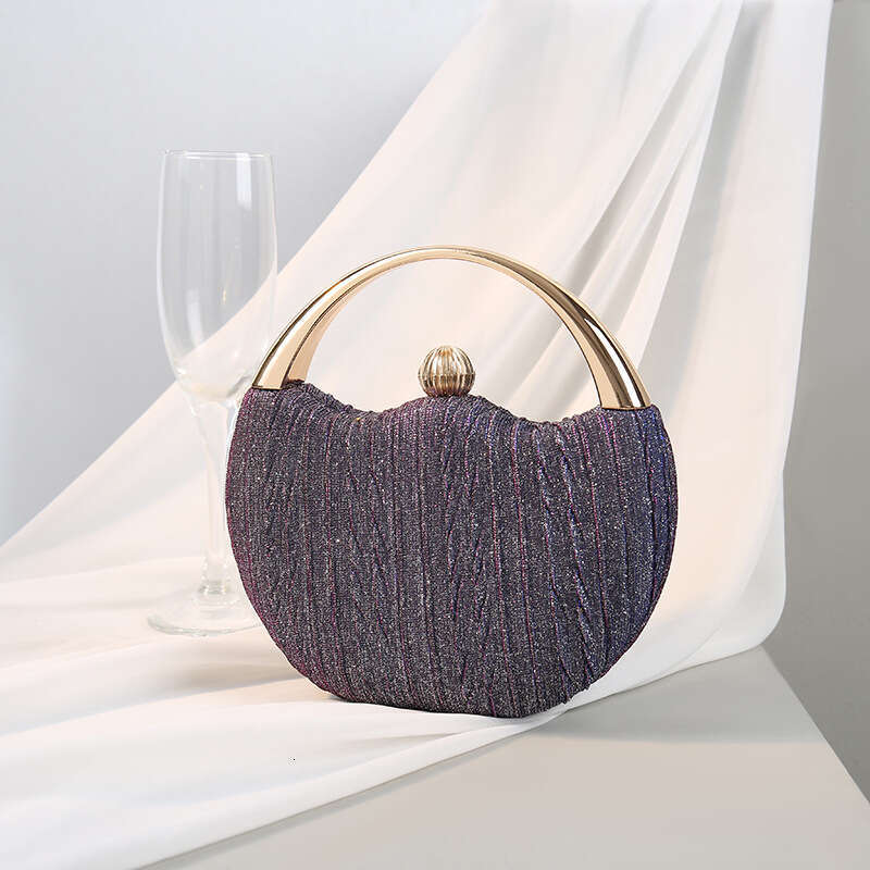 European and American retro 2025 pleated dinner banquet women's fashionable metal hand-held box round bag temperament versatile new trend ins