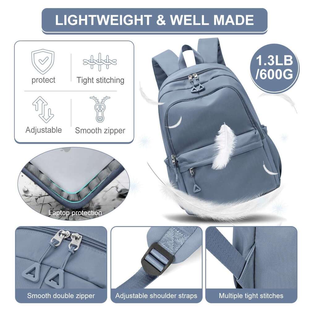 Women Men Laptop Waterproof Bookbag Nylon Fashion Boy Girl Travel Shoulder Bag, High School Backpack For Teens
