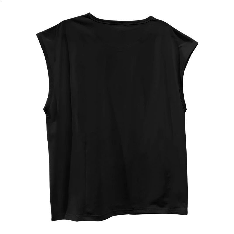 Independent station 24 cross-border mens summer sleeveless t-shirt youth casual loose solid color thin shoulder t-shirt spo 250513