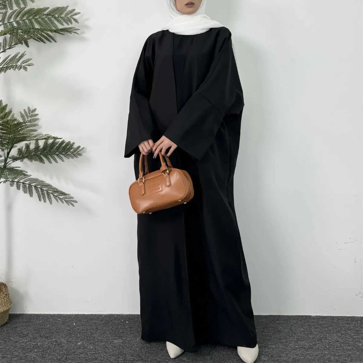 Muslim Open Front Abaya Long Slve Maxi Length Dress Womens Clothing Muslim Cardigan Abayas Out Kaftans Women Jilbabs X250514