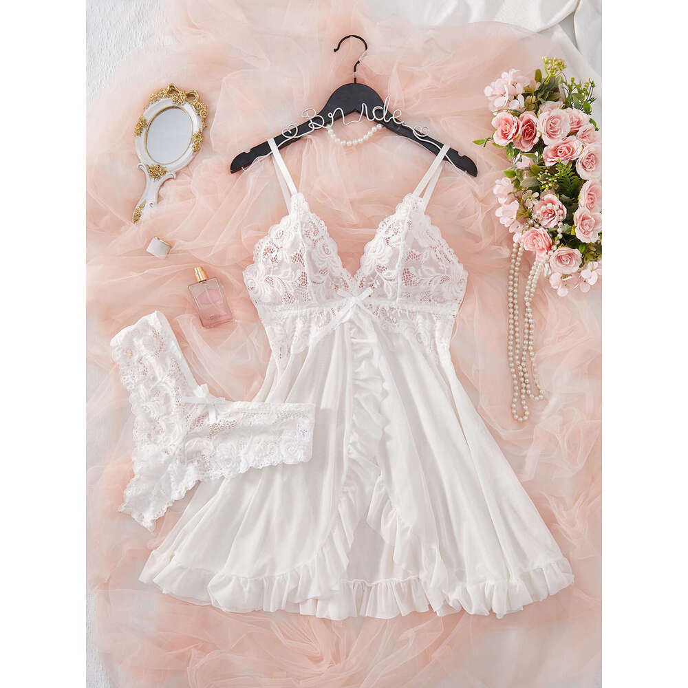 Sexy Lace Lingerie Pajamas Feminine V Neck Lace Suspender Multi Color Set Fun Lingerie KQ