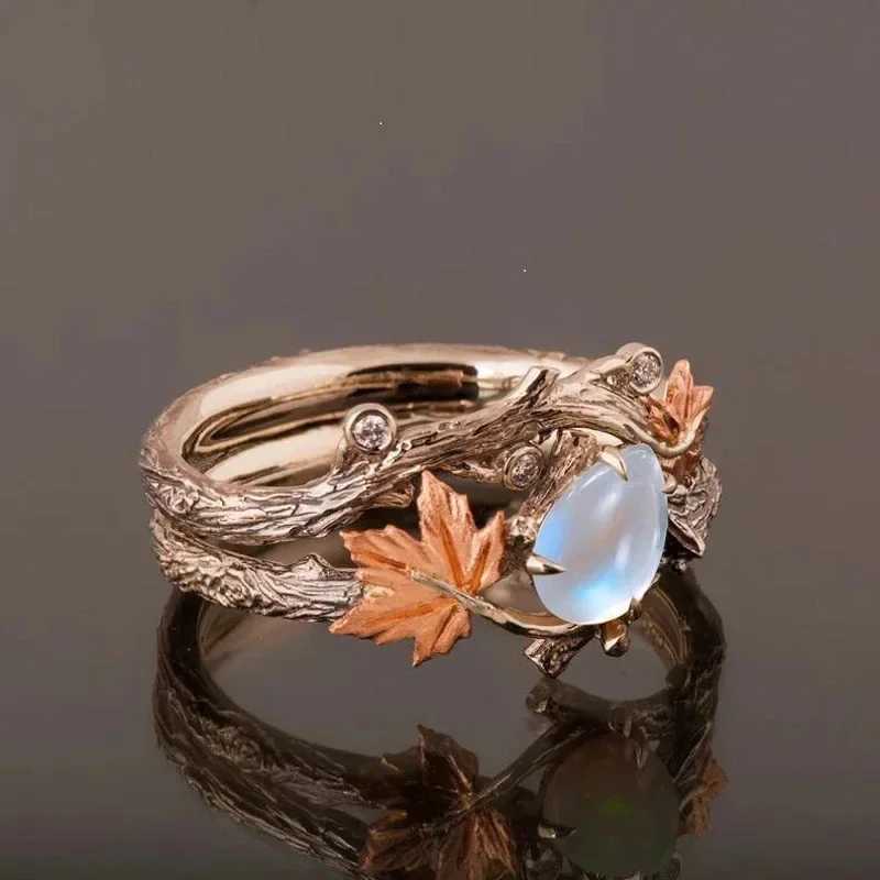 Vintage Golden Branch Mle Ring Double Layer Light Luxury Niche Design Ring Mothers Day Festival GiftXJ250514
