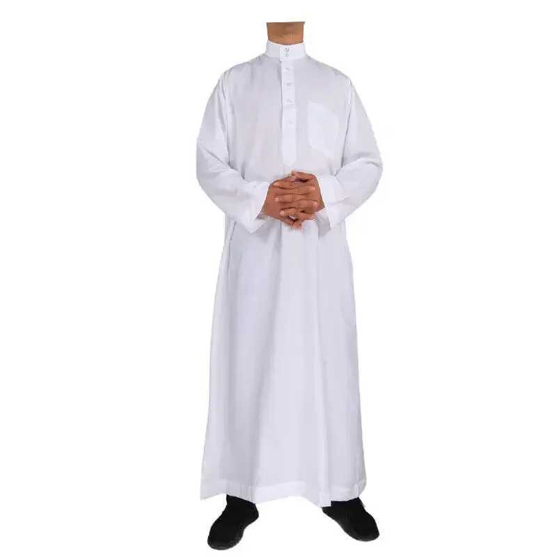 Men Casual Loose Kaftan Muslim Thobe Jubba Dishdasha Thawb Islamic Dress Abaya Daffah Arab Plain Color Robe X250514