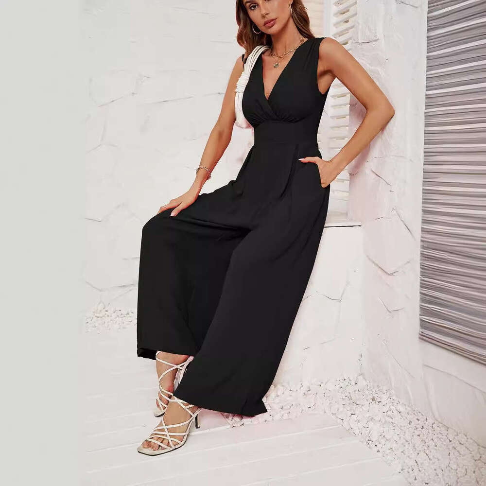 Self Owned Photography Womens Wear 2025 Summer Commuter Fashion Waistband Sleeveless Jumpsuit for Women New Arrival Leisure and Leisure Printing Fashi