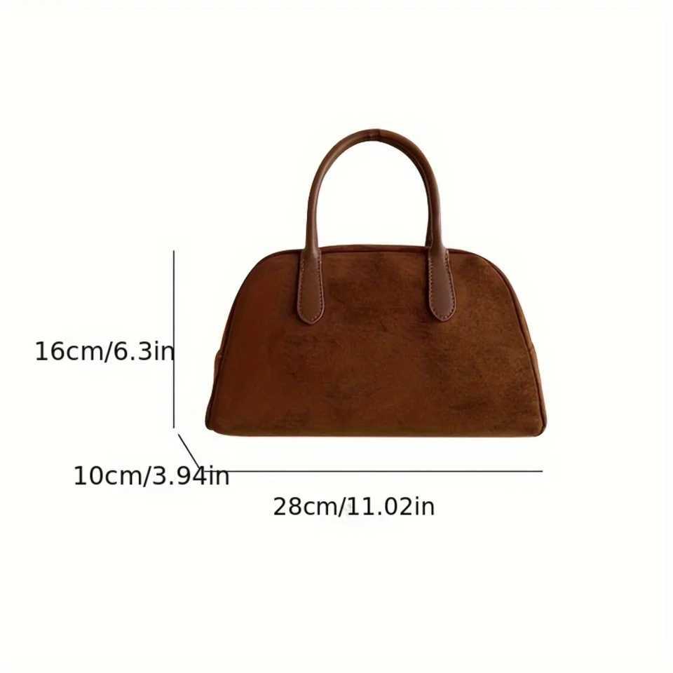 Vintage Wens Bowling Handbag Y2K Bost Bag with Trendy Double Handle and Zipper - Stylish Purse for Fiable Ladie Z250514