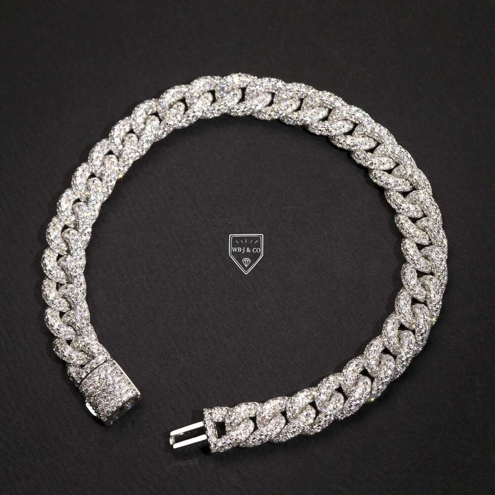 5A CZ Silicon Hip Hop Men's Sier and Gold Bracelet Foot Chain Iced Cuban Necklace