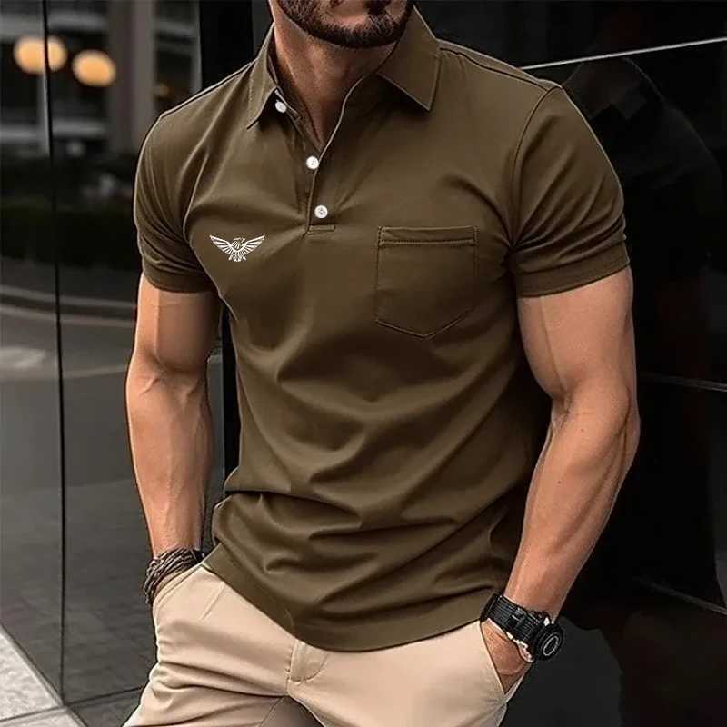 Mens Shirt Pique Polo Shirt Casual Holiday Short Slve Fashion Solid Color Patchwork Pocket Summer Regular Fit Shirt X2505141