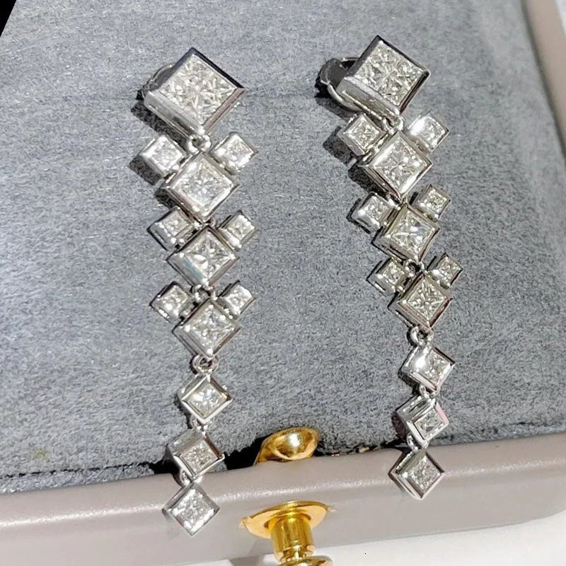 Huitan Princess CZ Long Hanging Earrings for Women Romantic Girls Ear Earrings Wedding Party Statement Jewelry 250513