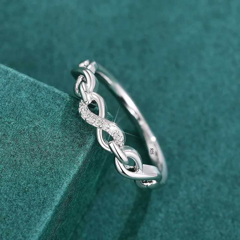 Simple Female Rings Genuine 925 Sterling Silver 8 Shed AAA Cubic Zircon Infinity Eternity Rings Jewelry Female Wedding GiftXJ250514