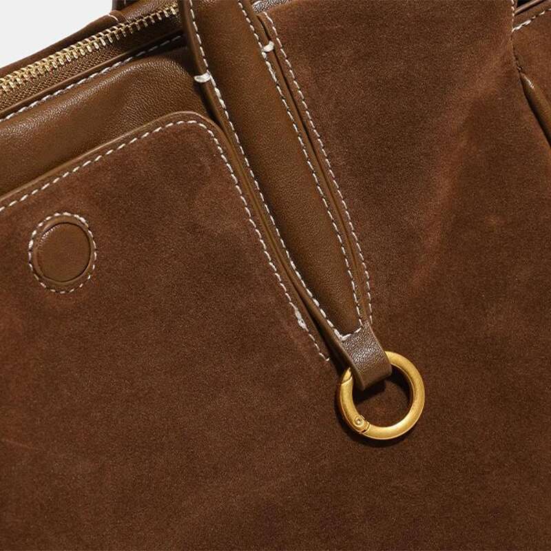New Large Capacity Suede Tote Retro Casual Ladies Genuine Leather Shoulder Brand Design Autumn Crossbody Bag