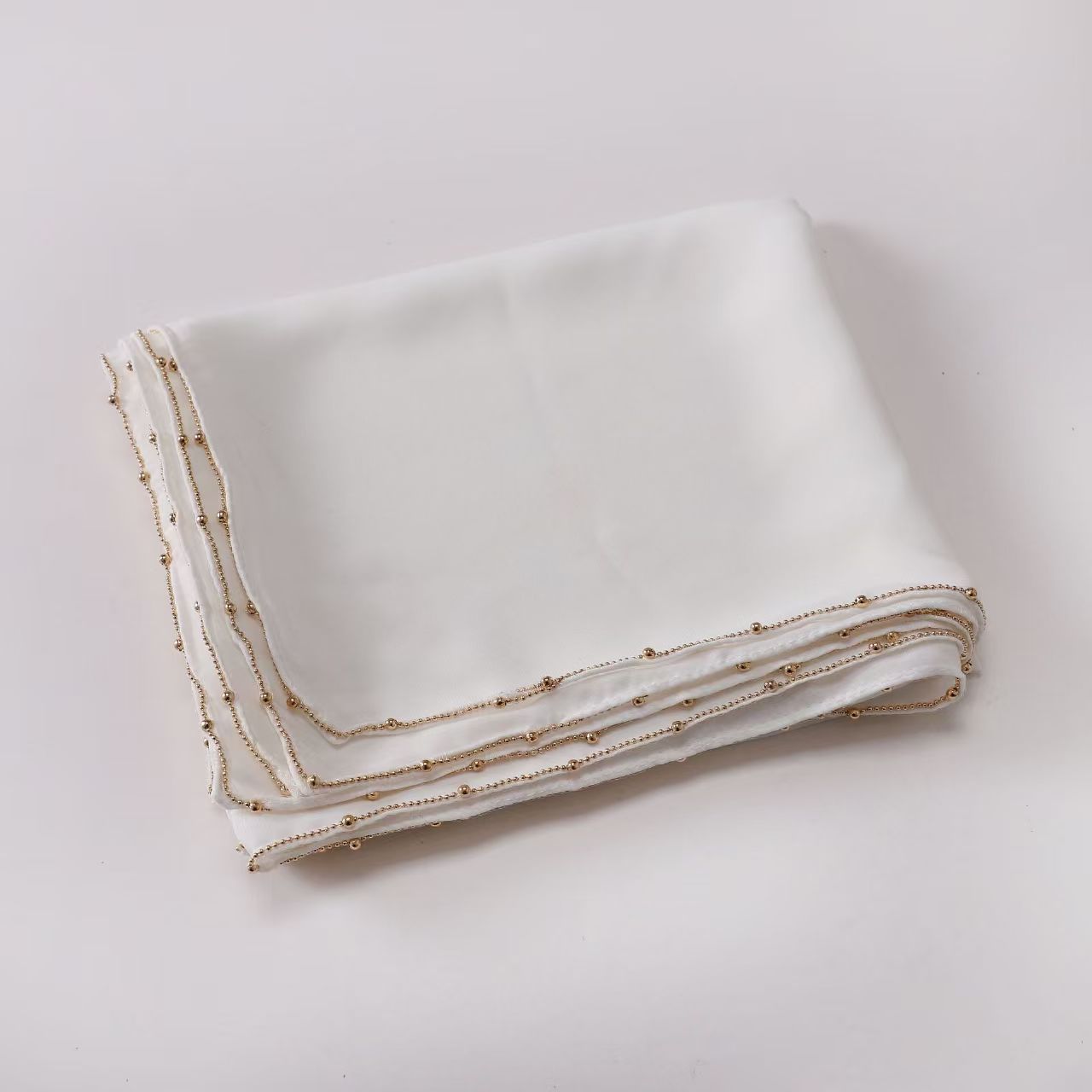 T709 New cross-border pure color silk filament broken card seam metal chain long scarf Hui ethnic scarf scarf