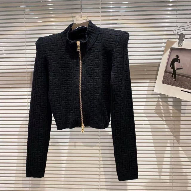 Women's Designer Autumn And Winter Fashionable Zipper Cotton Women's Slim Fit Printed Top Jacket