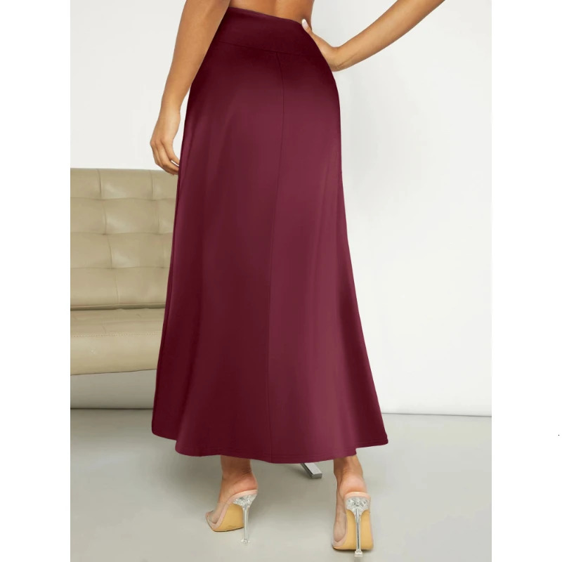 Female Skirt Elegant Temperament Ladies Solid Color Long Suitable For Holiday Party Comfortable Knitted Milk Silk Fabrics 250514