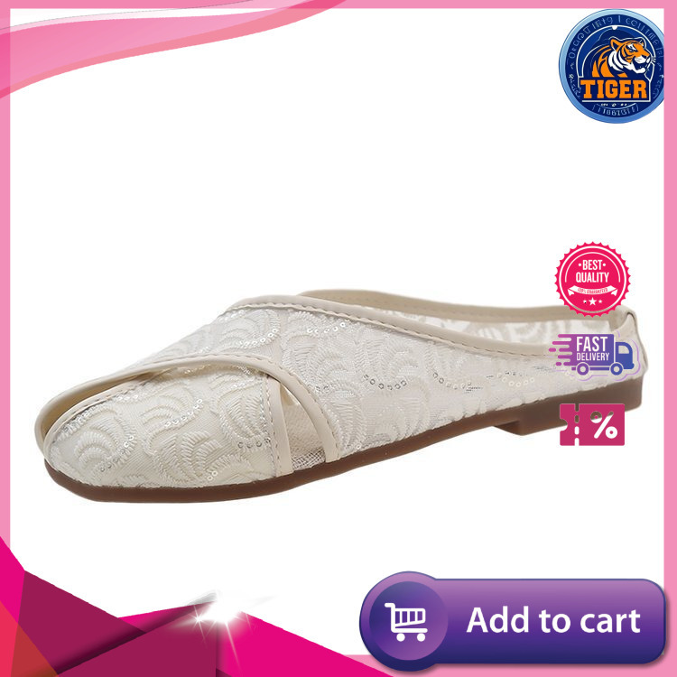 Ddmytiger Chinese Embroidered Comfortable Bun Half Trailer Summer New Flat Bottomed Ethnic Style Casual Slippers For External Wear Outdoor Shoes