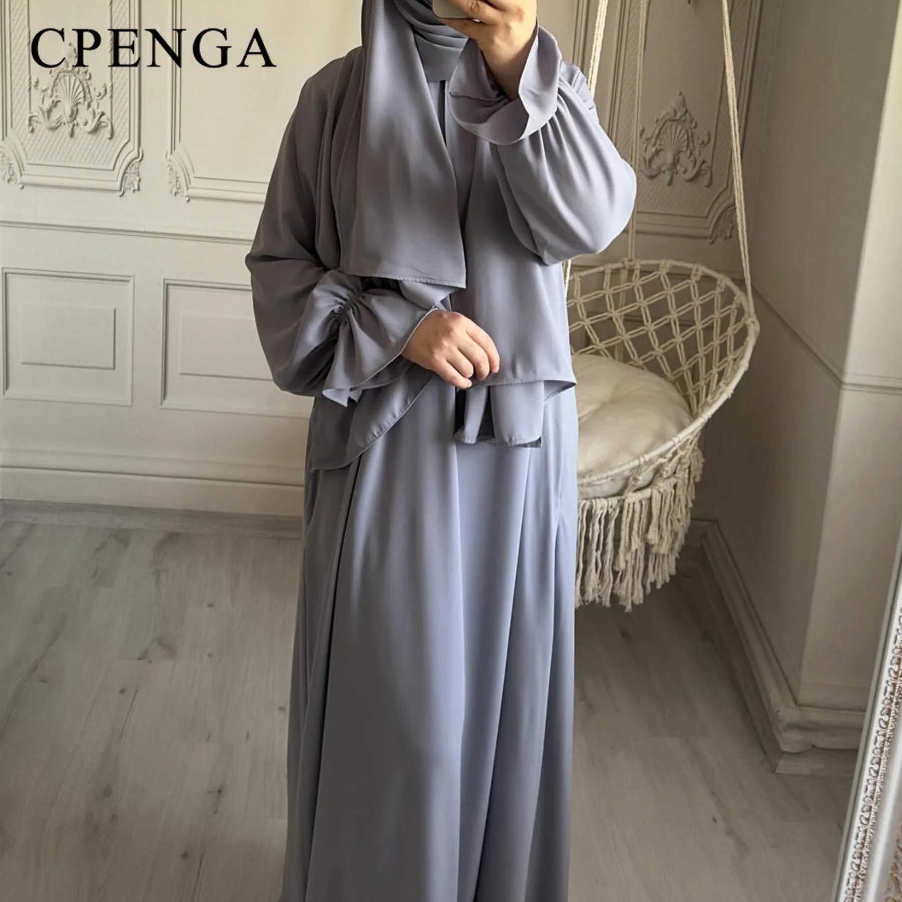 2024 Spring Muslim Modest Dress for Women Eid Arabic Femme Hijab Abaya Dubai 2 Pieces Islamic Long Slve Turkey Robe clothing X250514