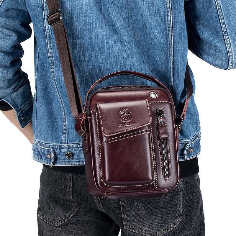 SCHLATUM 100% Genuine Leather Vintage Chest For Men Shoulder Casual Messenger Crossbody Bag